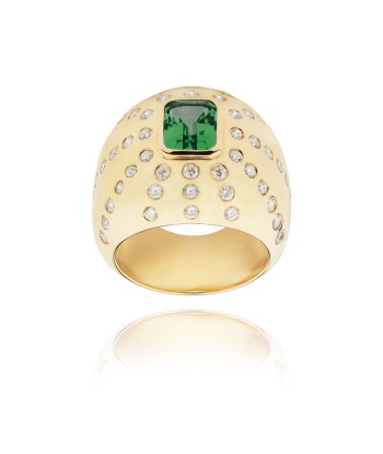 Bague Marteen Or - diamants et Tourmaline verte français