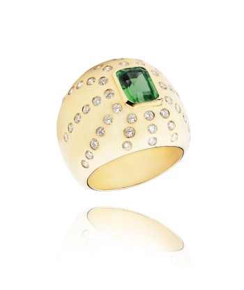 Bague Marteen Or - diamants et Tourmaline verte français