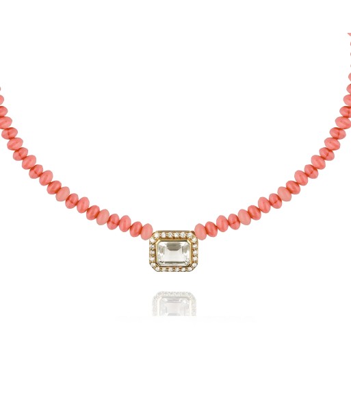 Collier Molly perles corail et or - cristal Le MVP de beaucoup