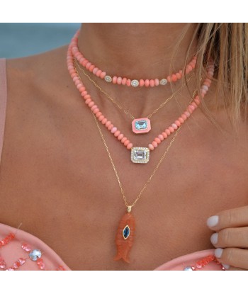 Collier Molly perles corail et or - cristal Le MVP de beaucoup