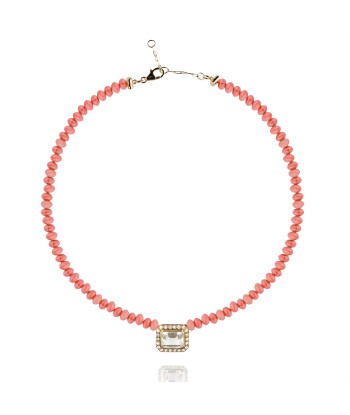 Collier Molly perles corail et or - cristal Le MVP de beaucoup