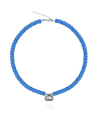 Collier Molly perles lapis et argent - topaze vous aussi creer 