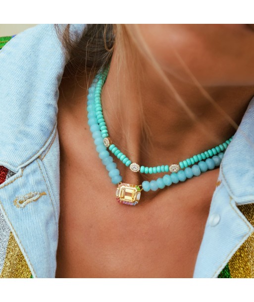 Collier Molly perles Amazonite et or - citrine Pour