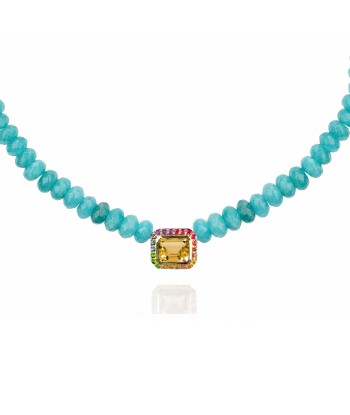 Collier Molly perles Amazonite et or - citrine Pour