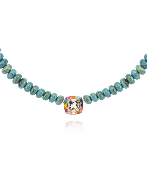 Collier Stella turquoise et émail rainbow Venez acheter