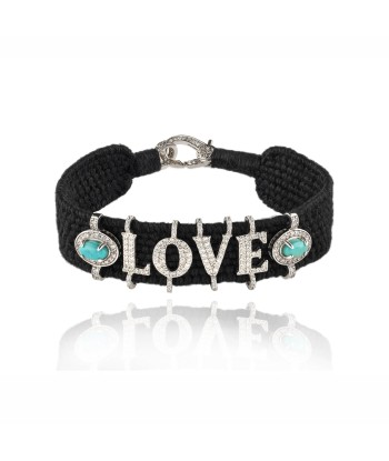 Bracelet 🔘Love🔘 Noir en argent - Turquoises Paris Déstockage Promo