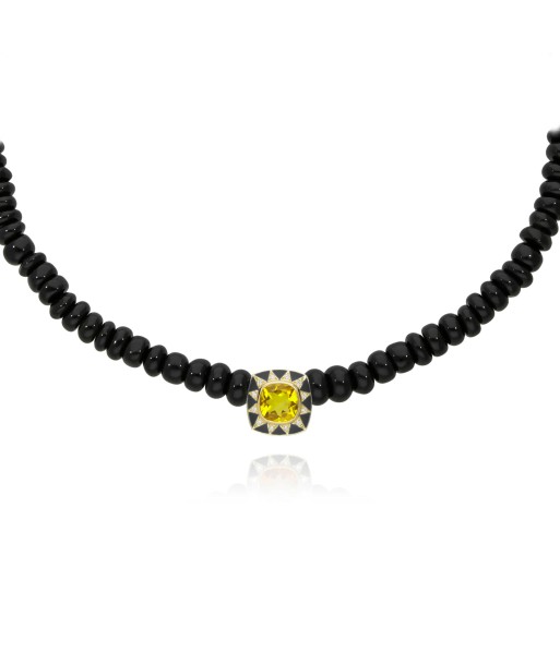 Collier Stella onyx et émail noir Par le système avancé 