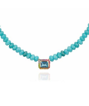 Molly necklace with Amazonite and gold beads - topaz Vous souhaitez 