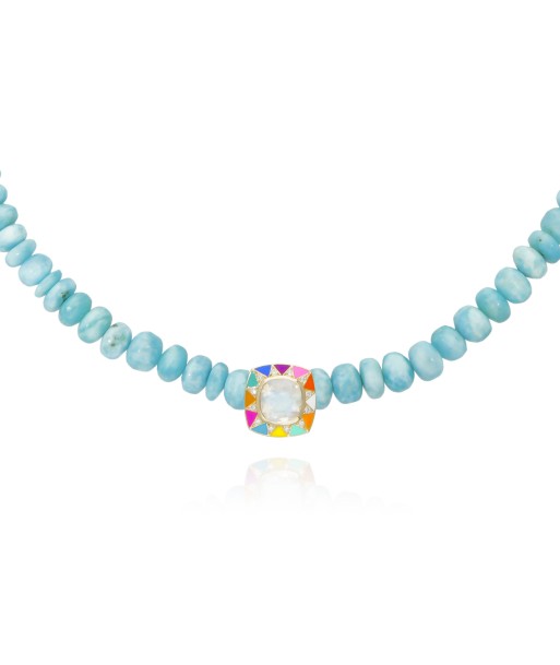 Stella larimar and rainbow enamel necklace basket pas cher