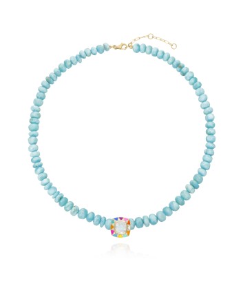 Stella larimar and rainbow enamel necklace basket pas cher