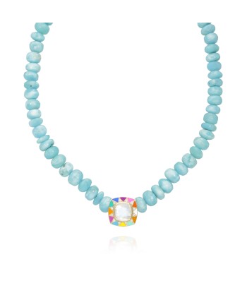 Stella larimar and rainbow enamel necklace basket pas cher